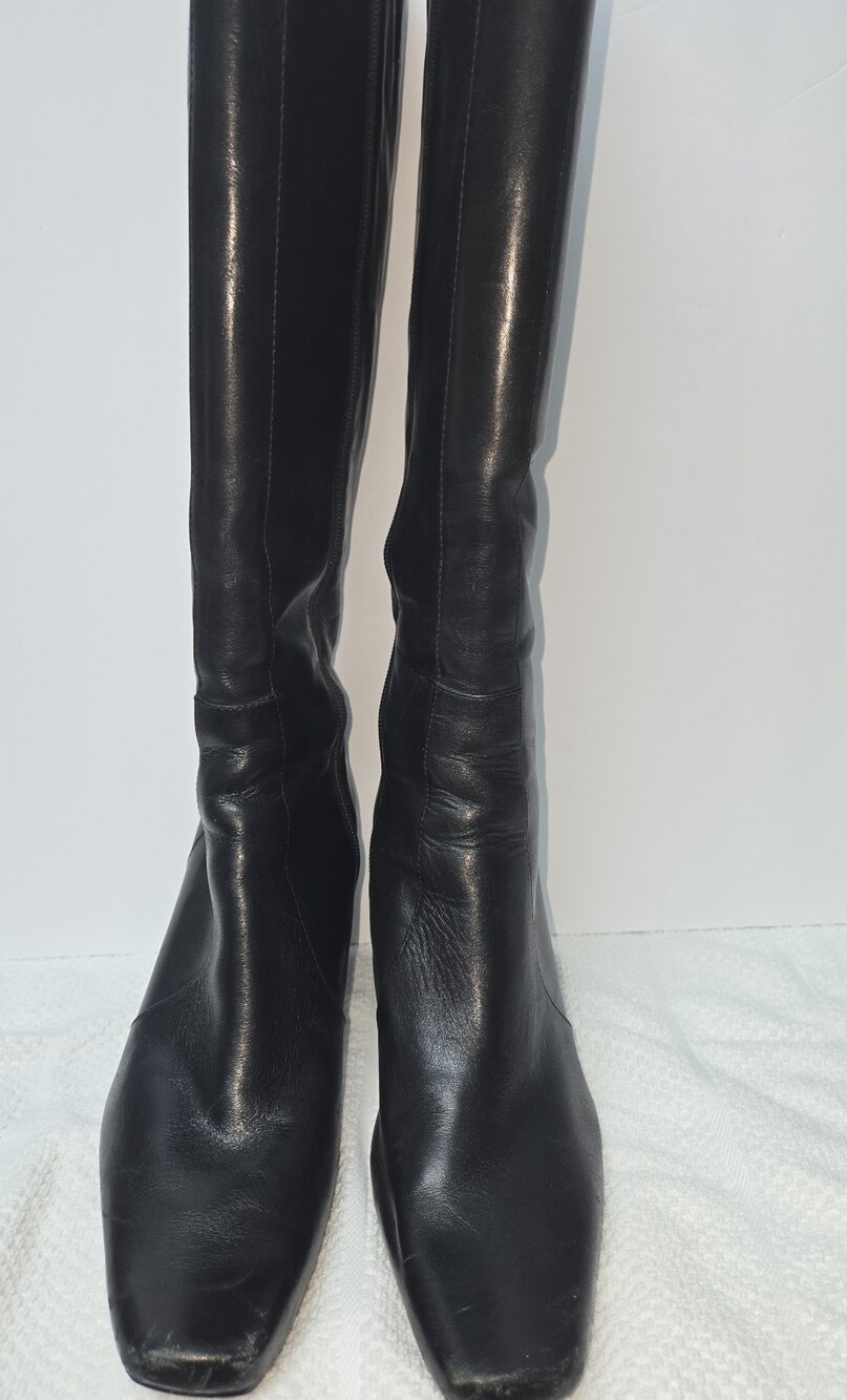 Bandolino Women's Black Leather Tall Boots BD Irana Size 7.5 Good Condition